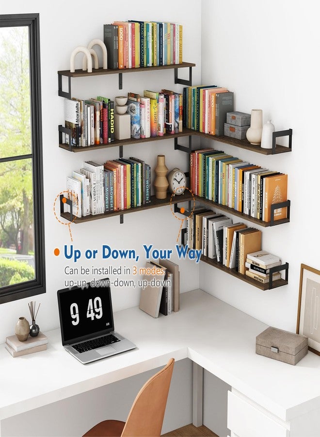 Harwaya Floating Shelves for Wall 36 Inches Long 8 Inch Deep, Large Wall Book Shelves for Bedroom, Rustic Wood Hanging Bookshelf for Living Room Office Kitchen Closet Organizers and Storage - Set of 3 - Image 5